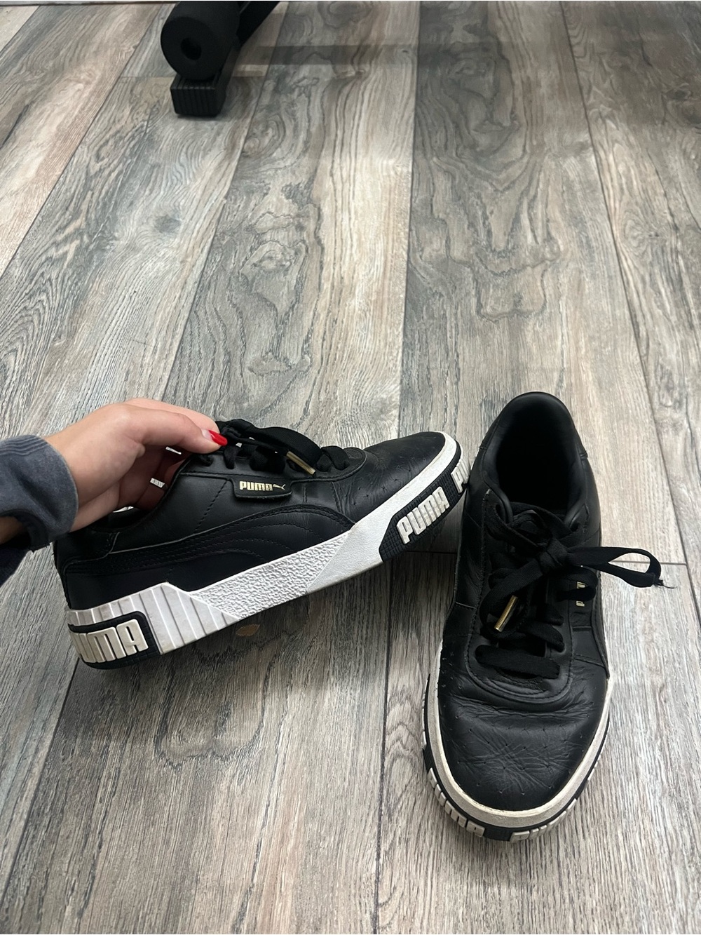 Puma Black and White Low-Top Platform Sneakers